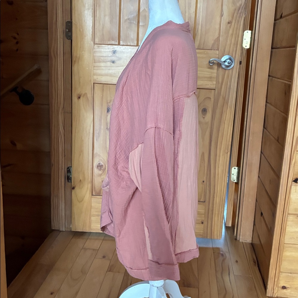 Gauzy cotton beachy Laggenlook oversized jacket - Picture 5 of 9